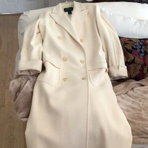 Lauren Ralph Lauren size 4 off white 100%wool maxi coat